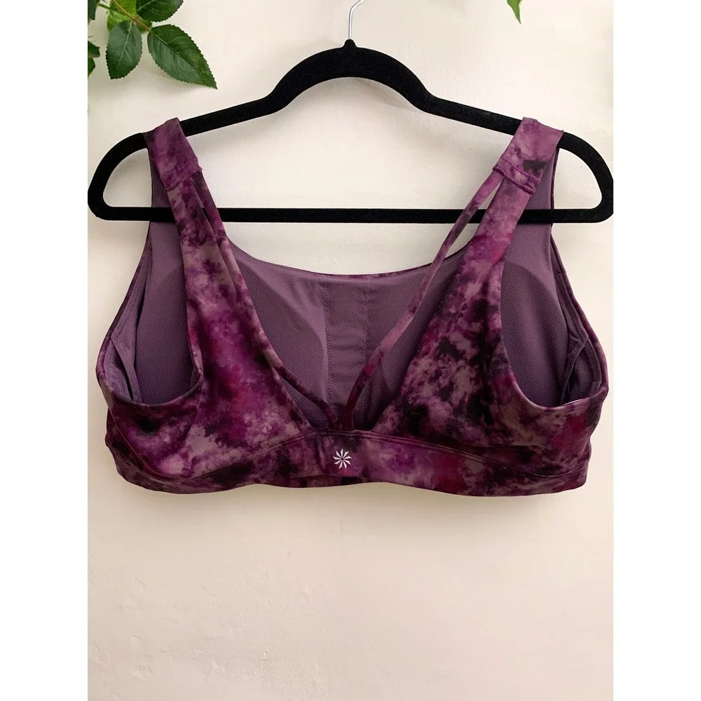 Athleta Exhale Printed Purple‎ Tie Dye Bra